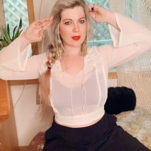 American Rag Sheer Boho Crochet Crop Top